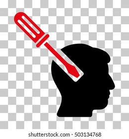 Intensive Red And Black Head Screwdriver Tuning toolbar pictogram. Vector pictogram style is a flat bicolor symbol on chess transparent background.