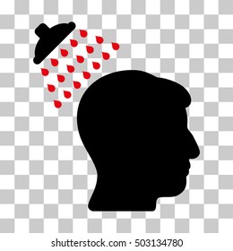 Intensive Red And Black Head Shower interface pictogram. Vector pictogram style is a flat bicolor symbol on chess transparent background.