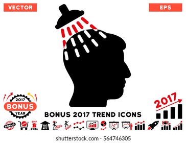 Intensive Red And Black Head Shower icon with bonus 2017 trend elements. Vector illustration style is flat iconic bicolor symbols, white background.