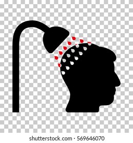 Intensive Red And Black Head Shower interface toolbar icon. Vector pictograph style is a flat bicolor symbol on chess transparent background.