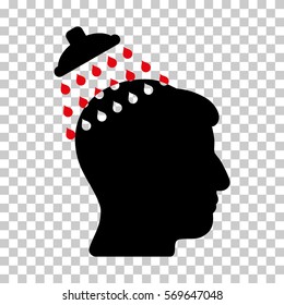 Intensive Red And Black Head Shower toolbar pictogram. Vector pictogram style is a flat bicolor symbol on chess transparent background.