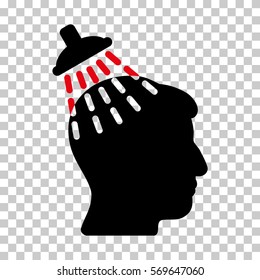 Intensive Red And Black Head Shower toolbar icon. Vector pictogram style is a flat bicolor symbol on chess transparent background.