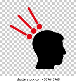 Intensive Red And Black Head Test Connectors toolbar pictogram. Vector pictogram style is a flat bicolor symbol on chess transparent background.