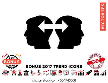 Intensive Red And Black Heads Exchange Arrows pictogram with bonus 2017 trend icon set. Vector illustration style is flat iconic bicolor symbols, white background.