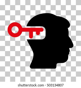 Intensive Red And Black Intellect Key interface pictogram. Vector pictogram style is a flat bicolor symbol on chess transparent background.
