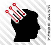 Intensive Red And Black Neuro Interface interface toolbar pictogram. Vector pictogram style is a flat bicolor symbol on diagonal hatch transparent background.