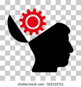 Intensive Red And Black Open Head Gear toolbar pictogram. Vector pictograph style is a flat bicolor symbol on chess transparent background.