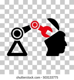 Intensive Red And Black Open Head Surgery Manipulator interface pictogram. Vector pictograph style is a flat bicolor symbol on chess transparent background.
