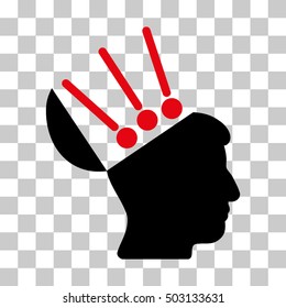Intensive Red And Black Open Mind Interface toolbar icon. Vector pictogram style is a flat bicolor symbol on chess transparent background.