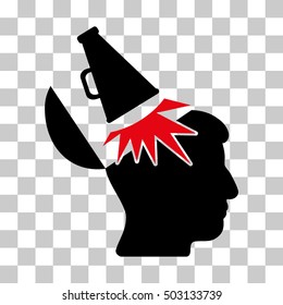 Intensive Red And Black Open Mind Megaphone interface toolbar icon. Vector pictogram style is a flat bicolor symbol on chess transparent background.