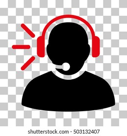 Intensive Red And Black Operator Message toolbar pictogram. Vector pictograph style is a flat bicolor symbol on chess transparent background.