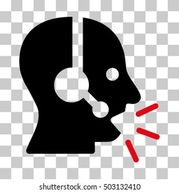 Intensive Red And Black Operator Message toolbar icon. Vector pictograph style is a flat bicolor symbol on chess transparent background.