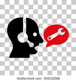 Intensive Red And Black Operator Service Message toolbar icon. Vector pictogram style is a flat bicolor symbol on chess transparent background.