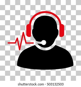 Intensive Red And Black Operator Signal toolbar pictogram. Vector pictogram style is a flat bicolor symbol on chess transparent background.
