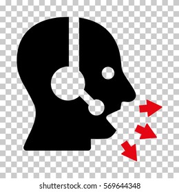 Intensive Red And Black Operator Speak toolbar icon. Vector pictogram style is a flat bicolor symbol on chess transparent background.