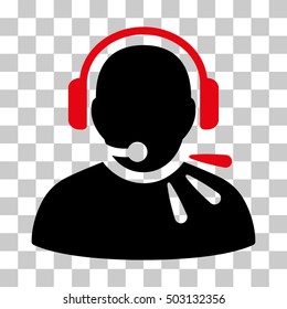 Intensive Red And Black Operator Speech interface toolbar pictogram. Vector pictogram style is a flat bicolor symbol on chess transparent background.