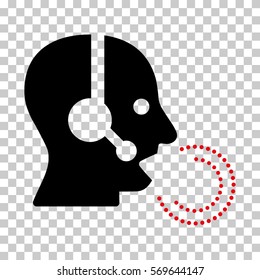 Intensive Red And Black Operator Speech toolbar pictogram. Vector pictograph style is a flat bicolor symbol on chess transparent background.