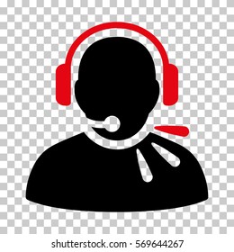 Intensive Red And Black Operator Speech interface toolbar icon. Vector pictogram style is a flat bicolor symbol on chess transparent background.