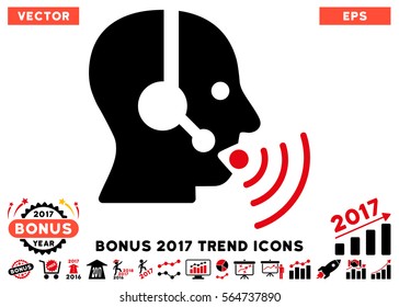 Intensive Red And Black Operator Talking Sound Waves pictograph with bonus 2017 trend images. Vector illustration style is flat iconic bicolor symbols, white background.