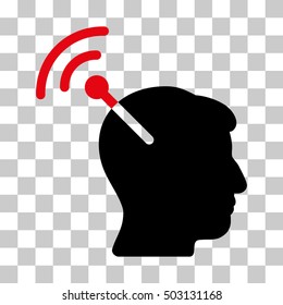 Intensive Red And Black Radio Neural Interface interface pictogram. Vector pictograph style is a flat bicolor symbol on chess transparent background.