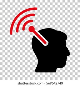 Intensive Red And Black Radio Neural Interface interface toolbar icon. Vector pictograph style is a flat bicolor symbol on chess transparent background.