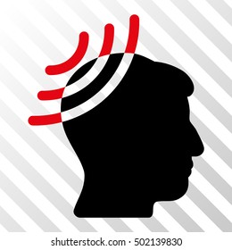 Intensive Red And Black Radio Reception Head interface icon. Vector pictogram style is a flat bicolor symbol on diagonal hatch transparent background.