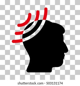 Intensive Red And Black Radio Reception Head interface toolbar pictogram. Vector pictogram style is a flat bicolor symbol on chess transparent background.