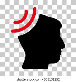 Intensive Red And Black Radio Reception Brain interface pictogram. Vector pictograph style is a flat bicolor symbol on chess transparent background.