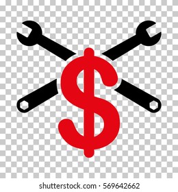 Intensive Red And Black Repair Service Price interface pictogram. Vector pictogram style is a flat bicolor symbol on chess transparent background.
