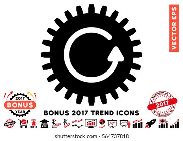 Intensive Red And Black Rotate Cog icon with bonus 2017 trend design elements. Vector illustration style is flat iconic bicolor symbols, white background.