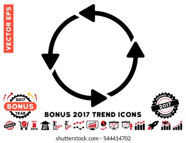 Intensive Red And Black Rotation CCW pictogram with bonus 2017 trend symbols. Vector illustration style is flat iconic bicolor symbols, white background.