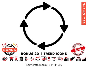 Intensive Red And Black Rotation pictogram with bonus 2017 year trend images. Vector illustration style is flat iconic bicolor symbols, white background.