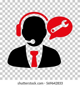 Intensive Red And Black Service Manager Message interface pictogram. Vector pictogram style is a flat bicolor symbol on chess transparent background.