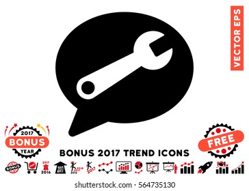 Intensive Red And Black Service Message pictogram with bonus 2017 trend symbols. Vector illustration style is flat iconic bicolor symbols, white background.