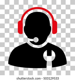 Intensive Red And Black Service Operator toolbar icon. Vector pictograph style is a flat bicolor symbol on chess transparent background.