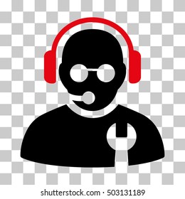 Intensive Red And Black Service Operator interface icon. Vector pictogram style is a flat bicolor symbol on chess transparent background.