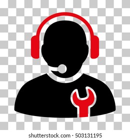 Intensive Red And Black Service Operator interface icon. Vector pictograph style is a flat bicolor symbol on chess transparent background.