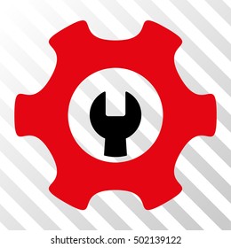 Intensive Red And Black Service Tools toolbar icon. Vector pictogram style is a flat bicolor symbol on diagonal hatch transparent background.