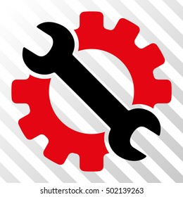 Intensive Red And Black Service Tools interface pictogram. Vector pictograph style is a flat bicolor symbol on diagonal hatch transparent background.