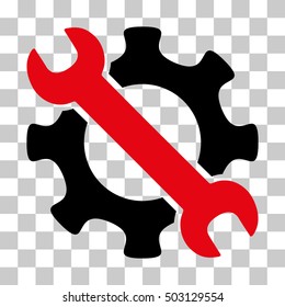 Intensive Red And Black Service Tools interface pictogram. Vector pictograph style is a flat bicolor symbol on chess transparent background.