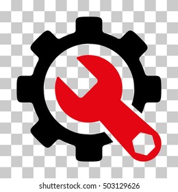 Intensive Red And Black Service Tools toolbar icon. Vector pictograph style is a flat bicolor symbol on chess transparent background.