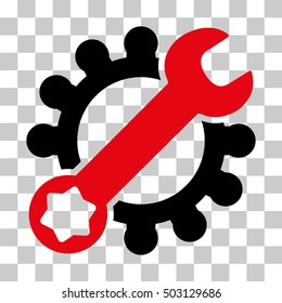 Intensive Red And Black Service Tools interface toolbar pictogram. Vector pictograph style is a flat bicolor symbol on chess transparent background.