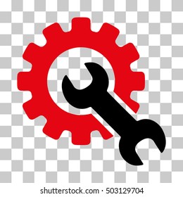 Intensive Red And Black Service Tools interface toolbar pictogram. Vector pictograph style is a flat bicolor symbol on chess transparent background.