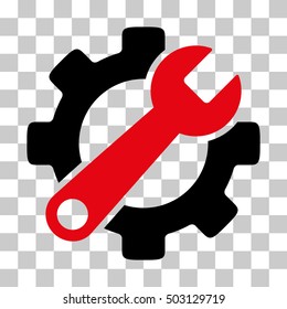 Intensive Red And Black Service Tools interface toolbar pictogram. Vector pictogram style is a flat bicolor symbol on chess transparent background.