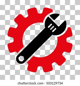 Intensive Red And Black Service Tools interface pictogram. Vector pictogram style is a flat bicolor symbol on chess transparent background.
