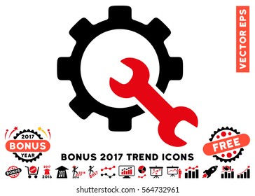 Intensive Red And Black Service Tools icon with bonus 2017 trend design elements. Vector illustration style is flat iconic bicolor symbols, white background.