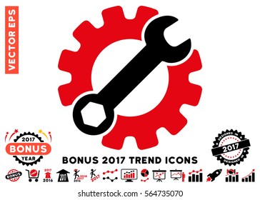 Intensive Red And Black Service Tools pictograph with bonus 2017 year trend elements. Vector illustration style is flat iconic bicolor symbols, white background.
