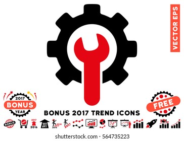 Intensive Red And Black Service Tools pictograph with bonus 2017 trend design elements. Vector illustration style is flat iconic bicolor symbols, white background.