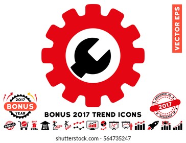 Intensive Red And Black Service Tools pictogram with bonus 2017 trend pictograms. Vector illustration style is flat iconic bicolor symbols, white background.