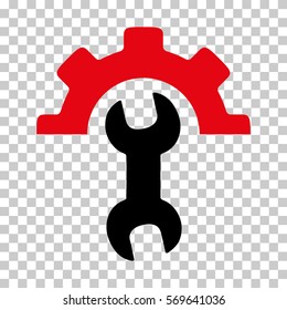 Intensive Red And Black Service Tools toolbar icon. Vector pictogram style is a flat bicolor symbol on chess transparent background.